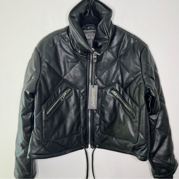 Blank NYC Quilted Crop Faux Leather Jacket S - Picture 2 of 9